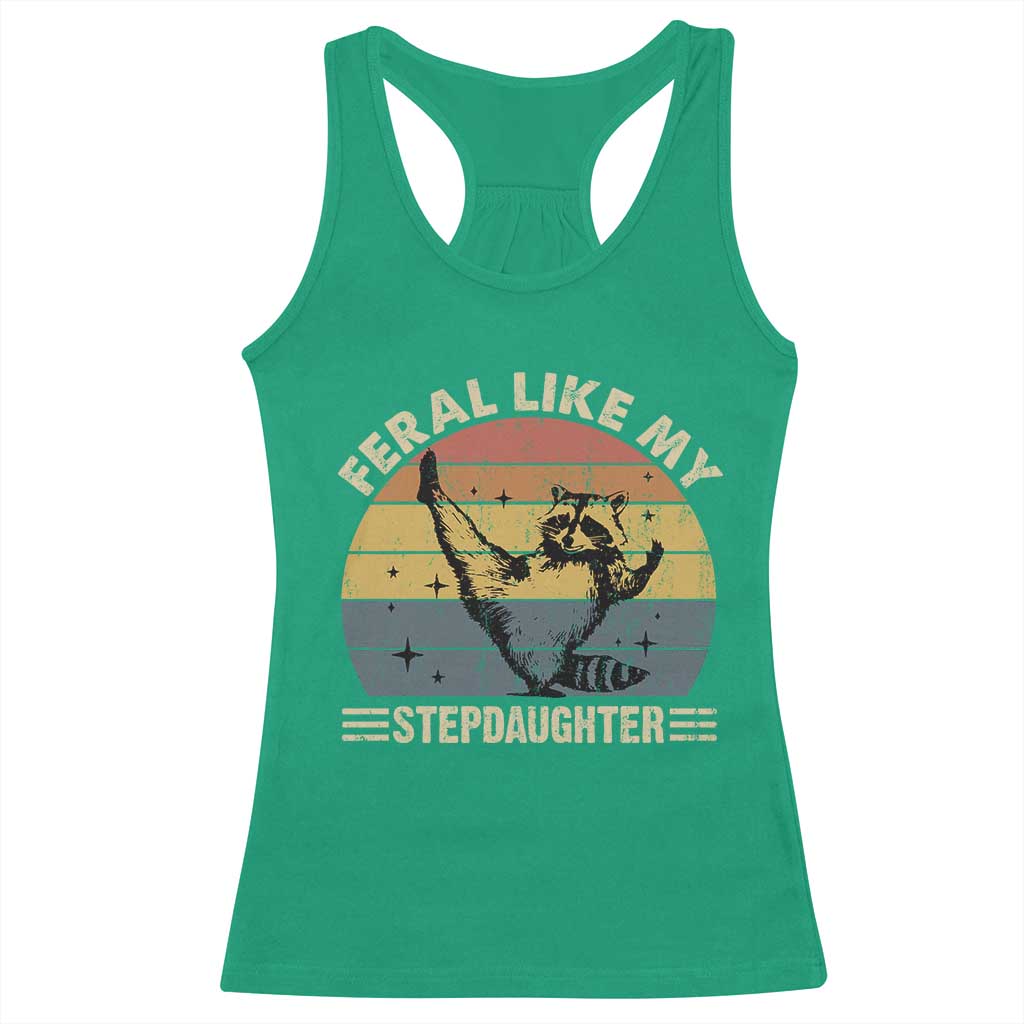 Bonus Dad Racerback Tank Top Retro Feral Raccoon Stepdad Gifts From Bonus Daughter Stepdaughter TS10 Irish Green Print Your Wear