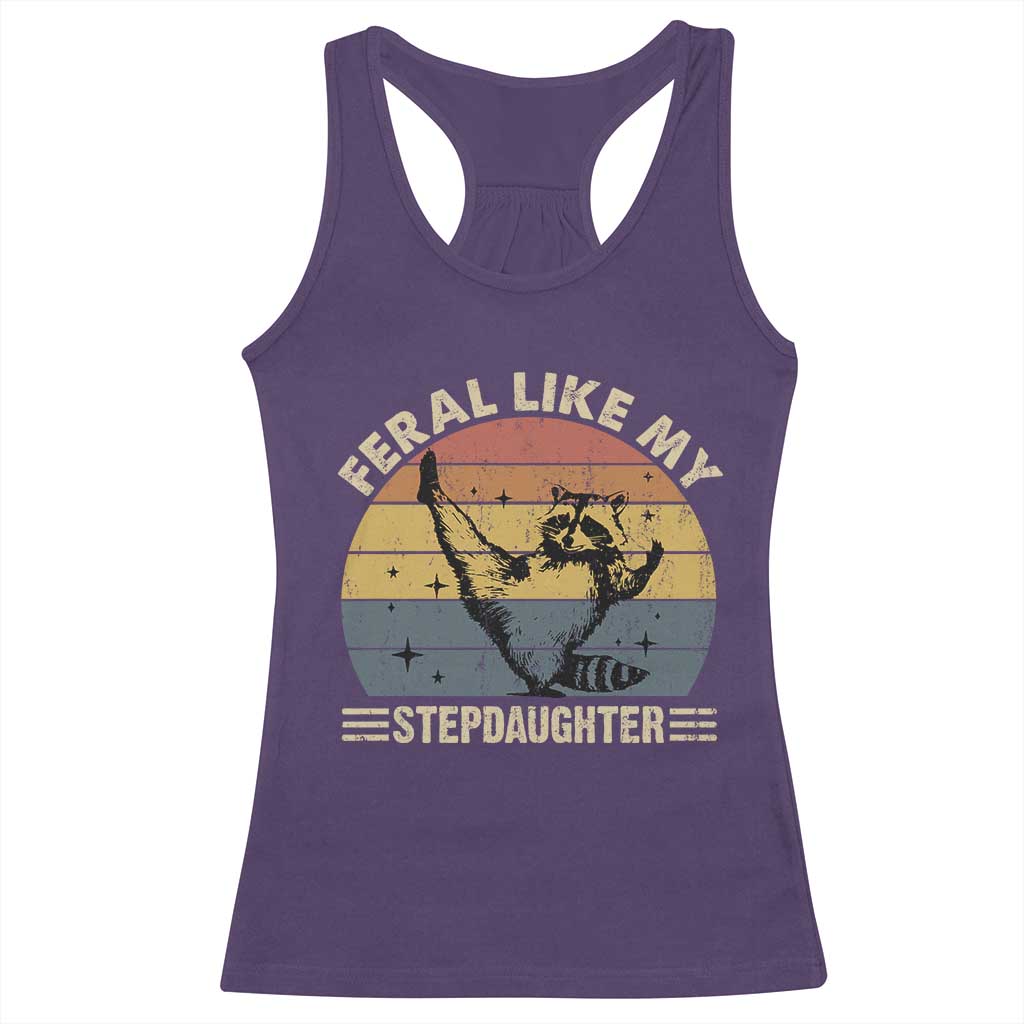 Bonus Dad Racerback Tank Top Retro Feral Raccoon Stepdad Gifts From Bonus Daughter Stepdaughter TS10 Purple Print Your Wear