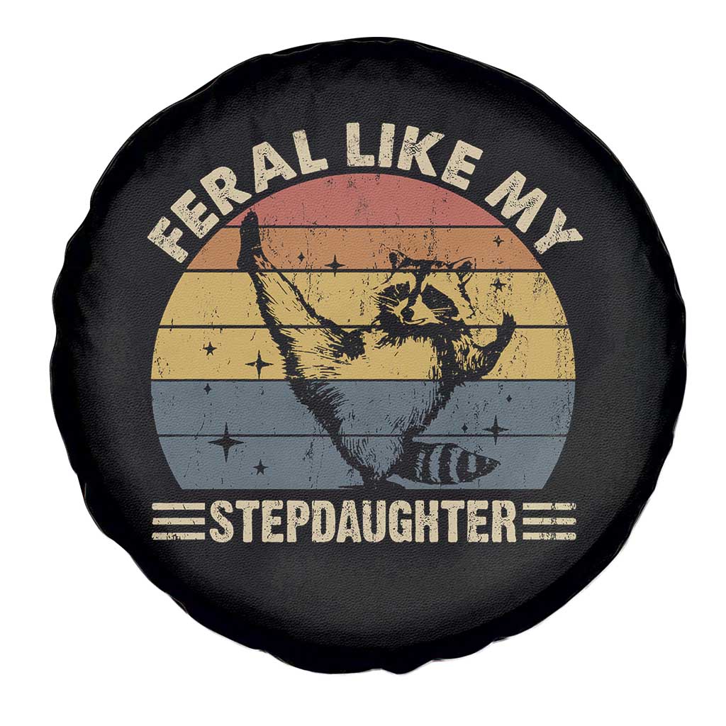 Bonus Dad Spare Tire Cover Retro Feral Raccoon Stepdad Gifts From Bonus Daughter Stepdaughter TS10 Print Your Wear