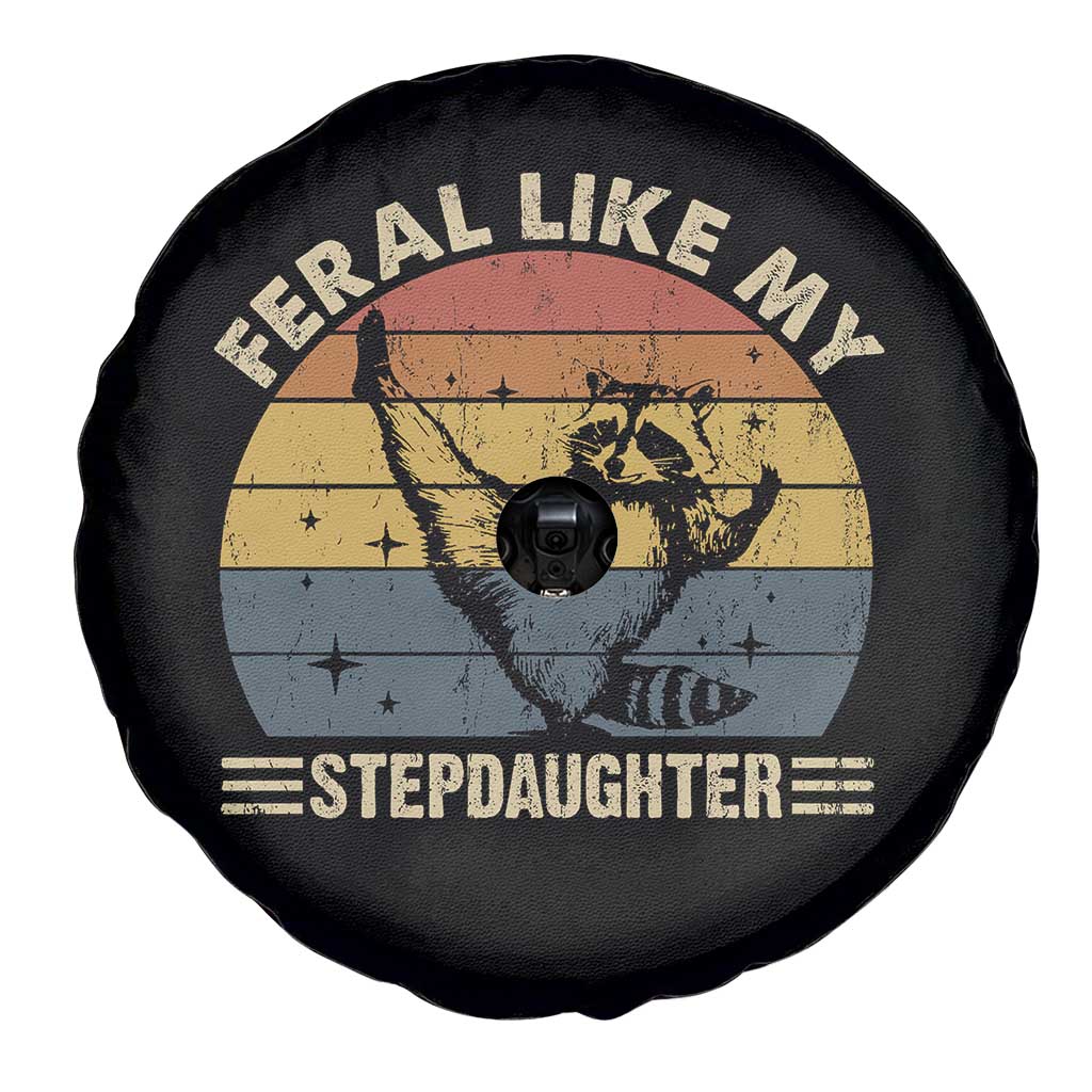 Bonus Dad Spare Tire Cover Retro Feral Raccoon Stepdad Gifts From Bonus Daughter Stepdaughter TS10 Print Your Wear