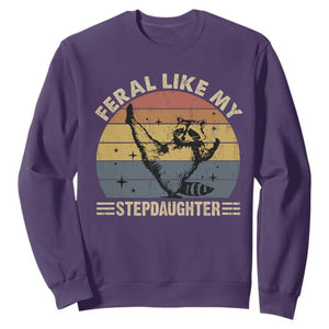 Bonus Dad Sweatshirt Retro Feral Raccoon Stepdad Gifts From Bonus Daughter Stepdaughter TS10 Purple Print Your Wear