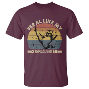 Bonus Dad T Shirt Retro Feral Raccoon Stepdad Gifts From Bonus Daughter Stepdaughter TS10 Maroon Print Your Wear