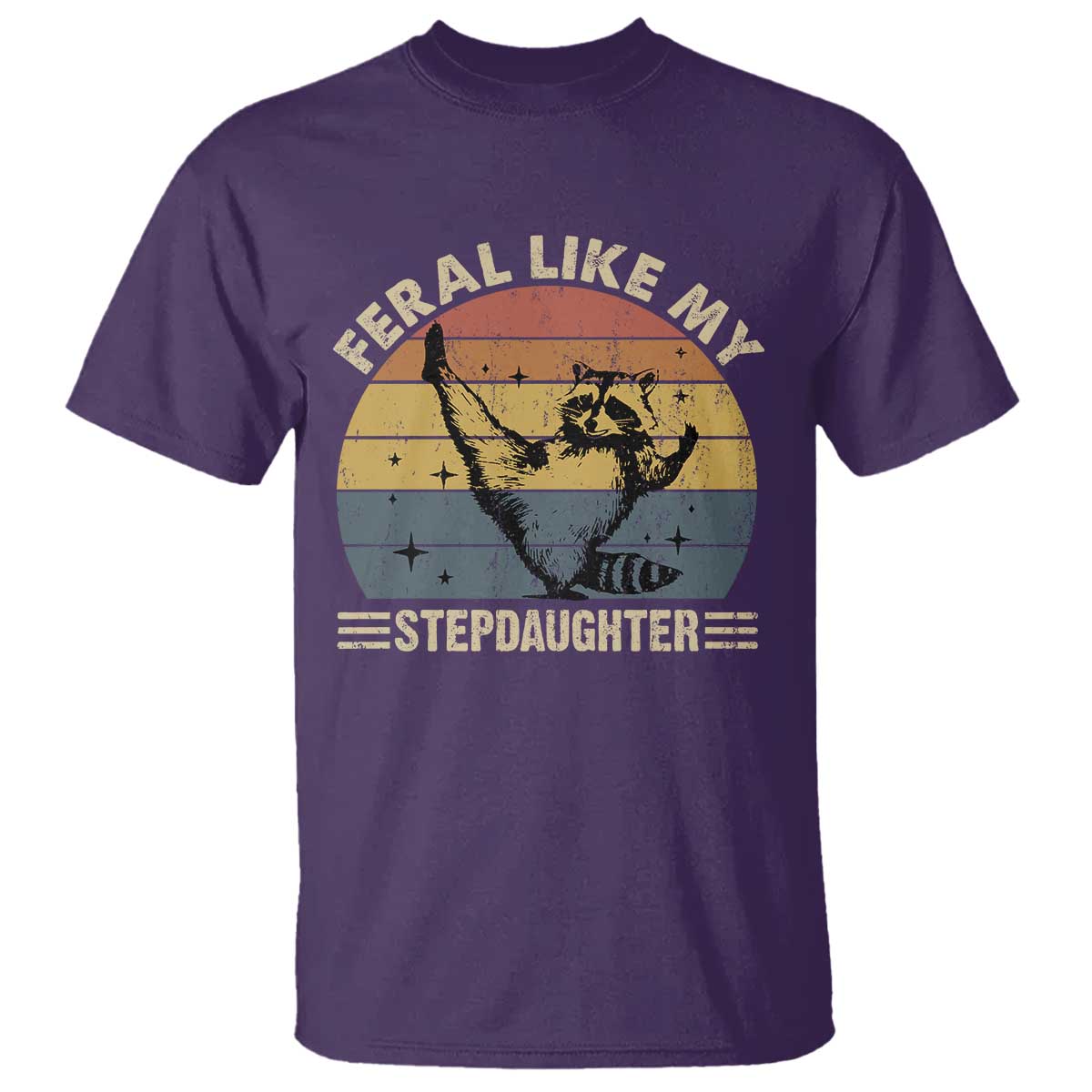 Bonus Dad T Shirt Retro Feral Raccoon Stepdad Gifts From Bonus Daughter Stepdaughter TS10 Purple Print Your Wear