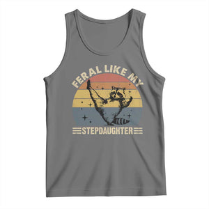 Bonus Dad Tank Top Retro Feral Raccoon Stepdad Gifts From Bonus Daughter Stepdaughter TS10 Black Heather Print Your Wear