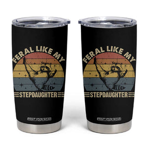 Bonus Dad Tumbler Cup Retro Feral Raccoon Stepdad Gifts From Bonus Daughter Stepdaughter TS10 Black Print Your Wear