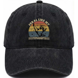 Bonus Dad Washed Cotton Baseball Cap Retro Feral Raccoon Stepdad Gifts From Bonus Daughter Stepdaughter TS10 Print Your Wear
