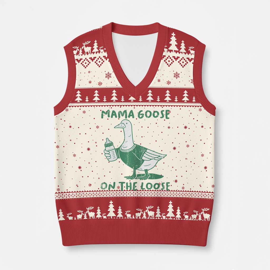 Silly Goose Mom V-Neck Knit Sweater Vest New Mom Pregnancy Announcement Mothers Day TS10 Beige Red Print Your Wear