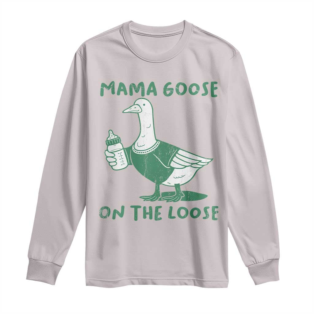 Silly Goose Mom Long Sleeve Shirt New Mom Pregnancy Announcement Mothers Day TS10 Ice Gray Print Your Wear