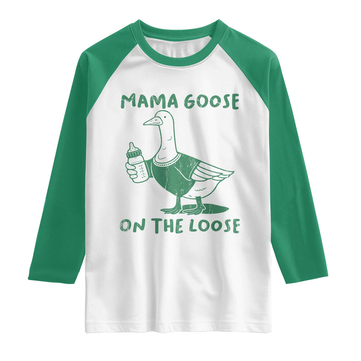 Silly Goose Mom Raglan Shirt New Mom Pregnancy Announcement Mothers Day TS10 White Kelly Green Print Your Wear