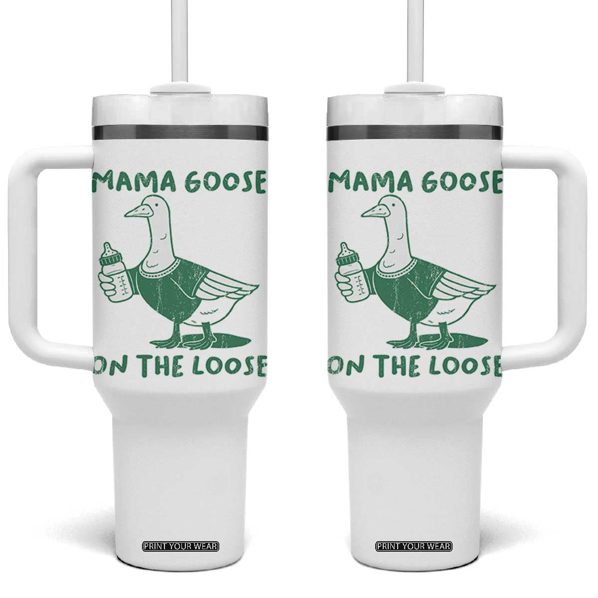Silly Goose Mom Tumbler With Handle New Mom Pregnancy Announcement Mothers Day TS10 One Size: 40 oz White Print Your Wear