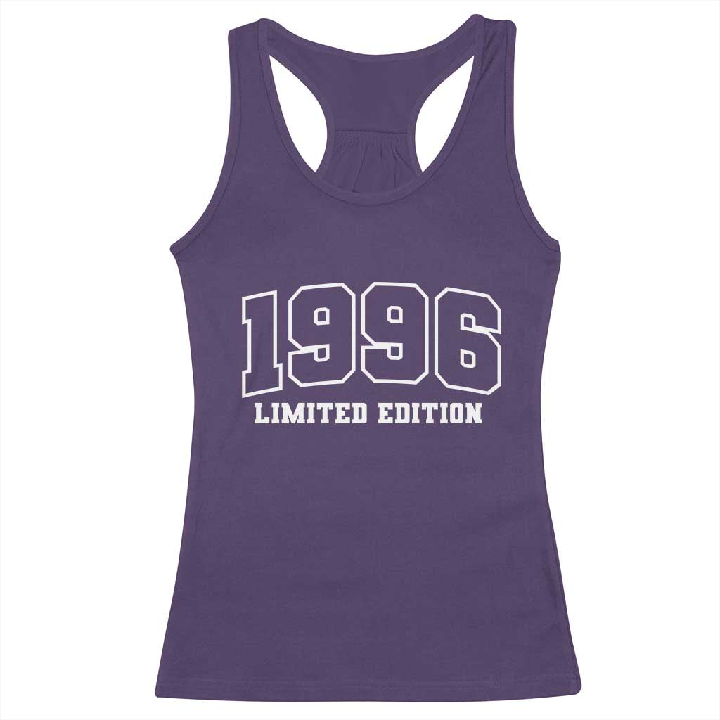 Vintage 1996 Limited Edition Racerback Tank Top 30 Year Old Gift Retro Varsity 30th Birthday TS10 Purple Print Your Wear