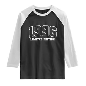 Vintage 1996 Limited Edition Raglan Shirt 30 Year Old Gift Retro Varsity 30th Birthday TS10 Black White Print Your Wear