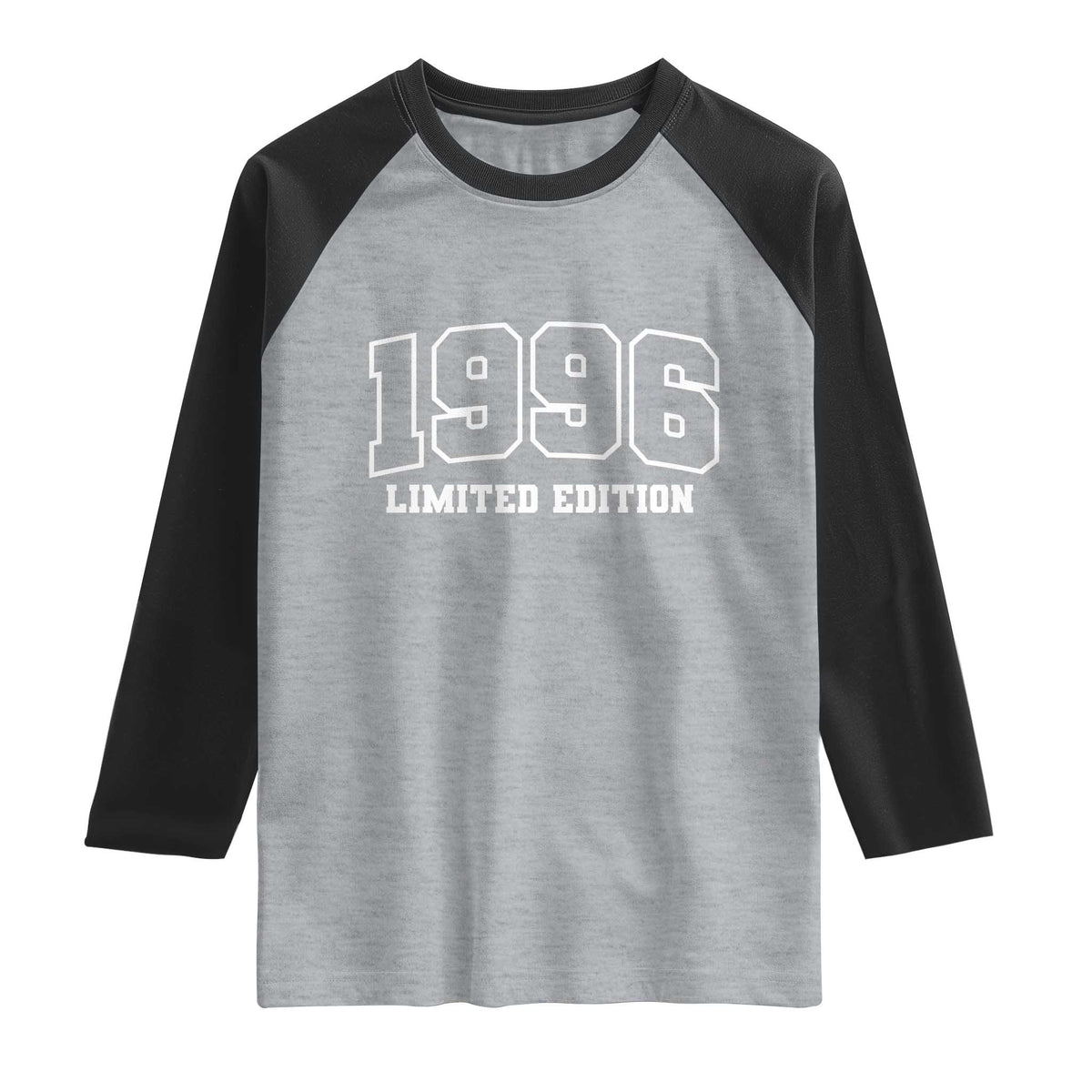 Vintage 1996 Limited Edition Raglan Shirt 30 Year Old Gift Retro Varsity 30th Birthday TS10 Heather Gray Black Print Your Wear
