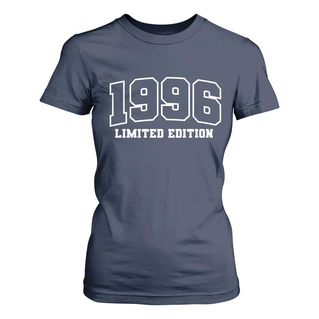 Vintage 1996 Limited Edition T Shirt For Women 30 Year Old Gift Retro Varsity 30th Birthday TS10 Navy Print Your Wear