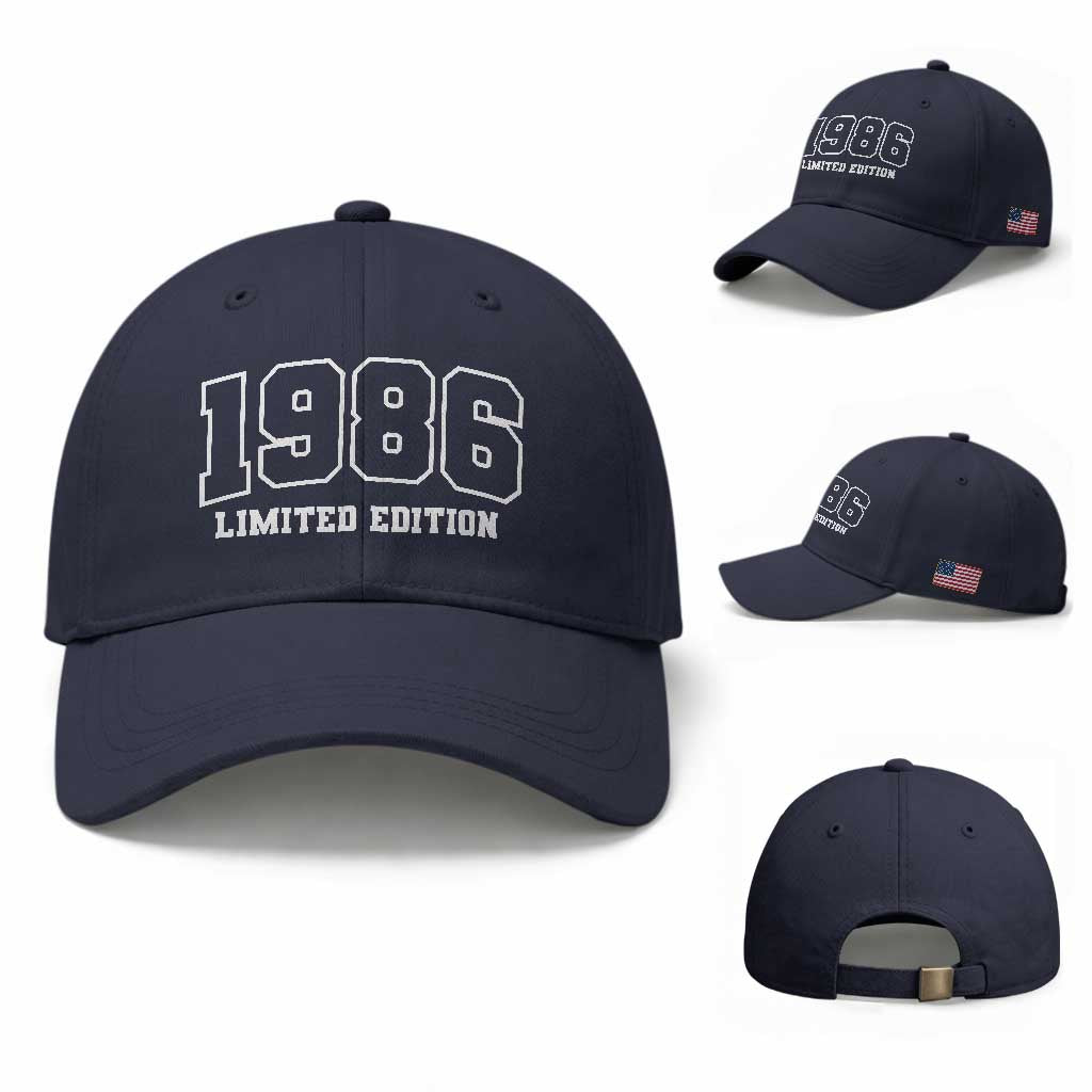 Vintage 1986 Limited Edition Baseball Cap 50 Year Old Gift Retro Varsity 40th Birthday TS10 Baseball Cap Universal Fit Navy Print Your Wear