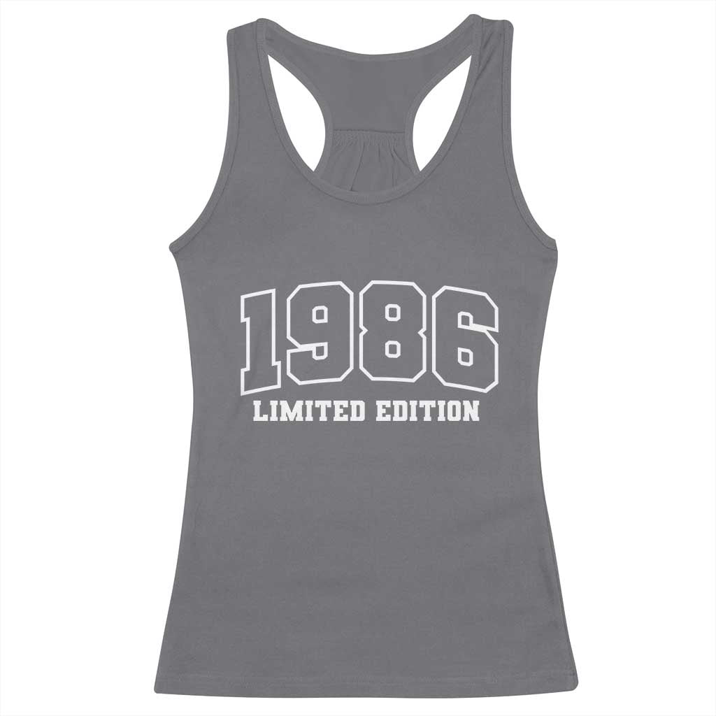 Vintage 1986 Limited Edition Racerback Tank Top 50 Year Old Gift Retro Varsity 40th Birthday TS10 Charcoal Print Your Wear