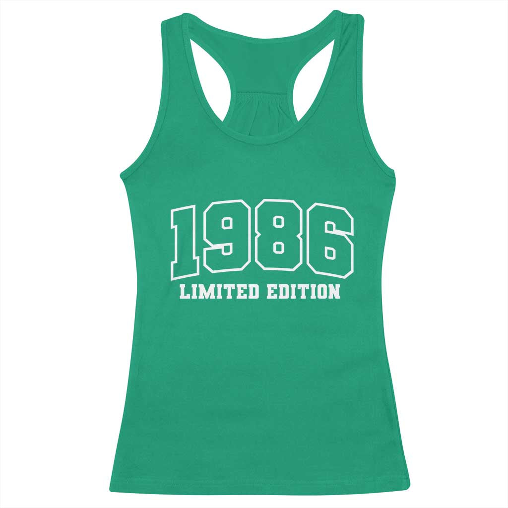 Vintage 1986 Limited Edition Racerback Tank Top 50 Year Old Gift Retro Varsity 40th Birthday TS10 Irish Green Print Your Wear
