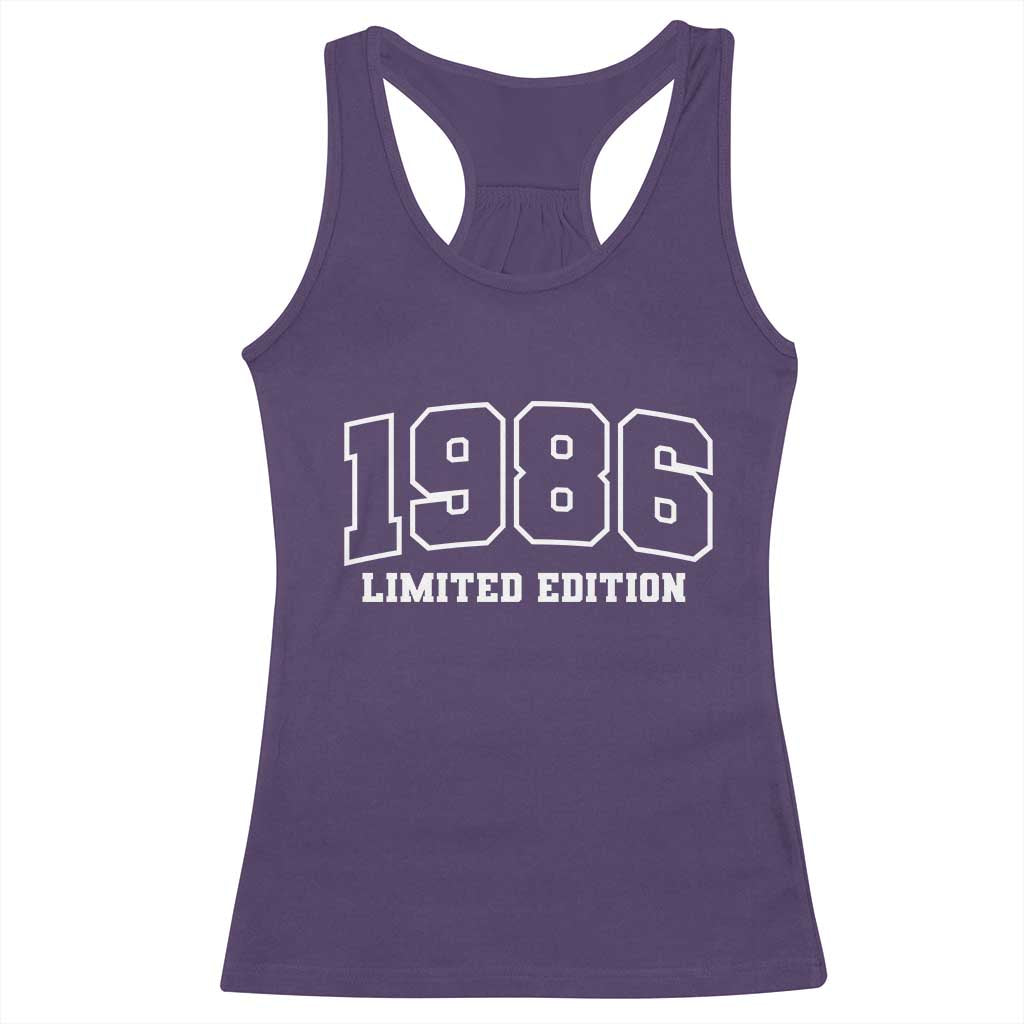 Vintage 1986 Limited Edition Racerback Tank Top 50 Year Old Gift Retro Varsity 40th Birthday TS10 Purple Print Your Wear