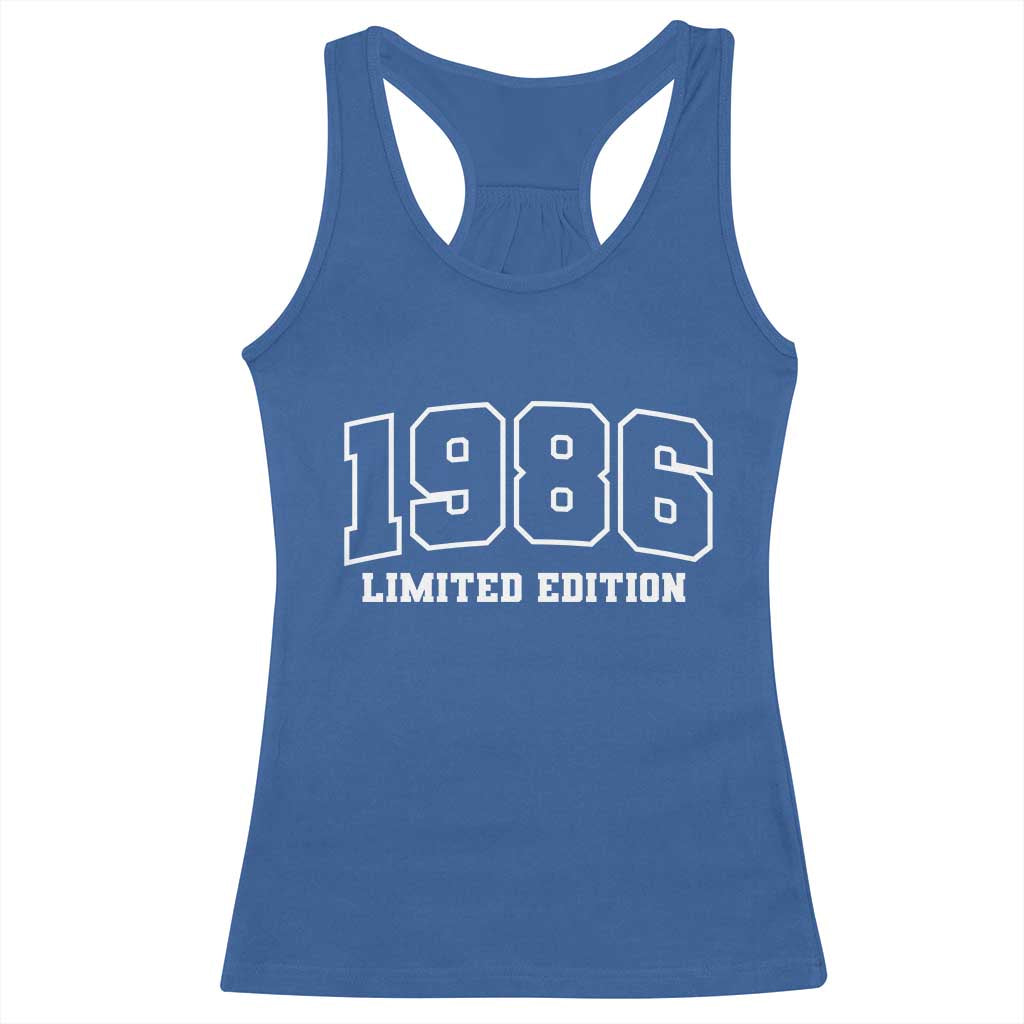 Vintage 1986 Limited Edition Racerback Tank Top 50 Year Old Gift Retro Varsity 40th Birthday TS10 Royal Blue Print Your Wear