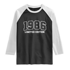 Vintage 1986 Limited Edition Raglan Shirt 50 Year Old Gift Retro Varsity 40th Birthday TS10 Black White Print Your Wear