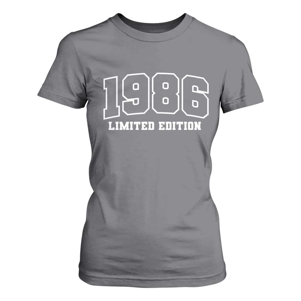 Vintage 1986 Limited Edition T Shirt For Women 50 Year Old Gift Retro Varsity 40th Birthday TS10 Charcoal Print Your Wear