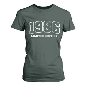 Vintage 1986 Limited Edition T Shirt For Women 50 Year Old Gift Retro Varsity 40th Birthday TS10 Dark Forest Green Print Your Wear