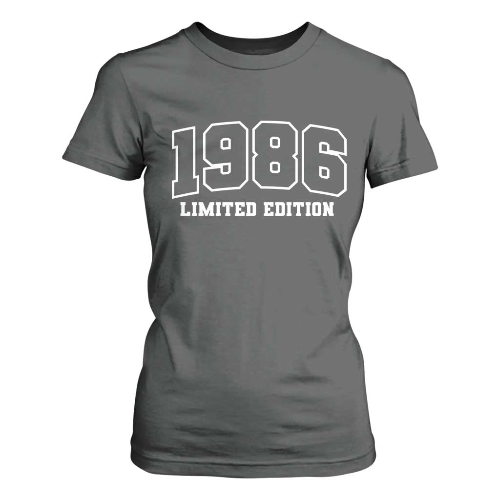 Vintage 1986 Limited Edition T Shirt For Women 50 Year Old Gift Retro Varsity 40th Birthday TS10 Dark Heather Print Your Wear