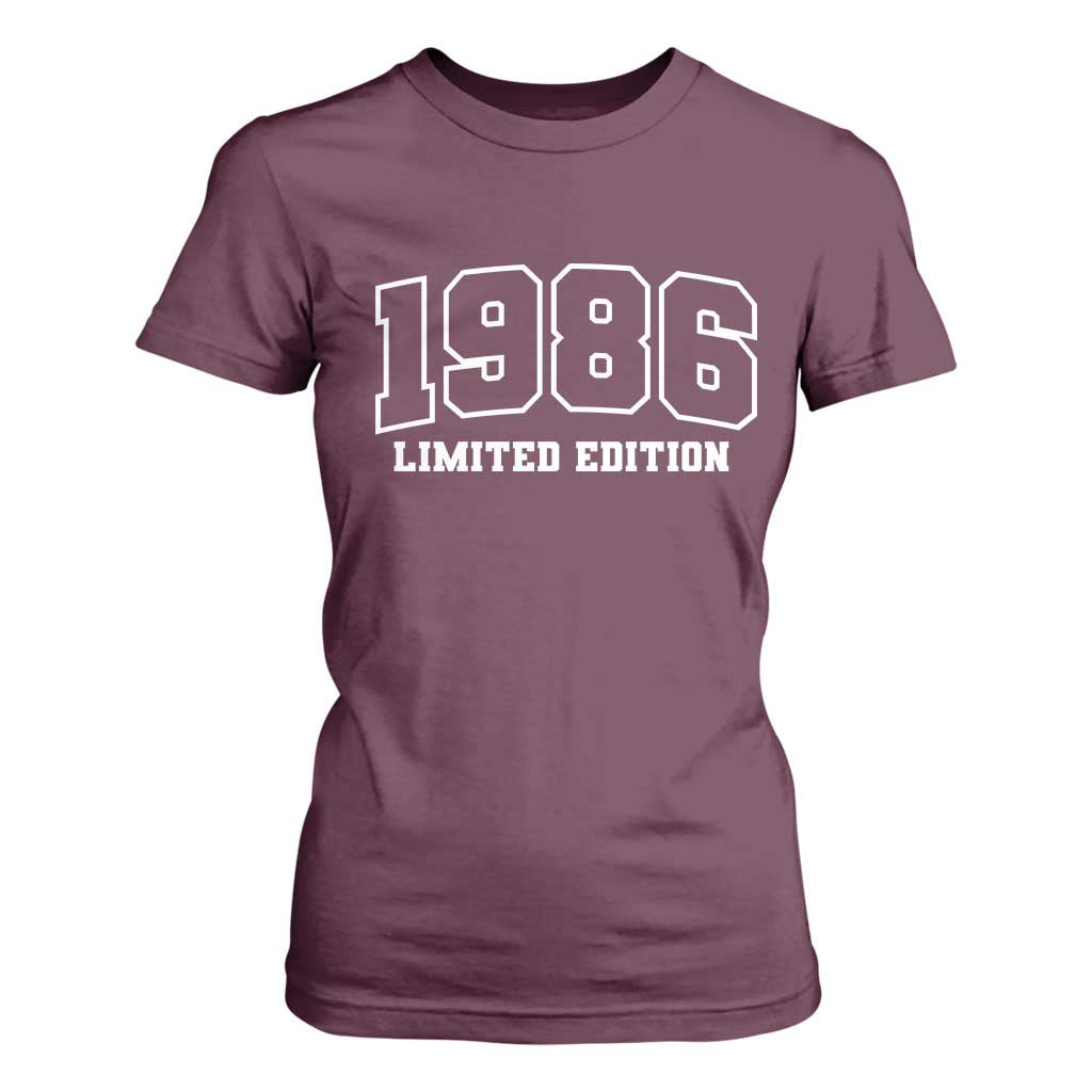 Vintage 1986 Limited Edition T Shirt For Women 50 Year Old Gift Retro Varsity 40th Birthday TS10 Maroon Print Your Wear