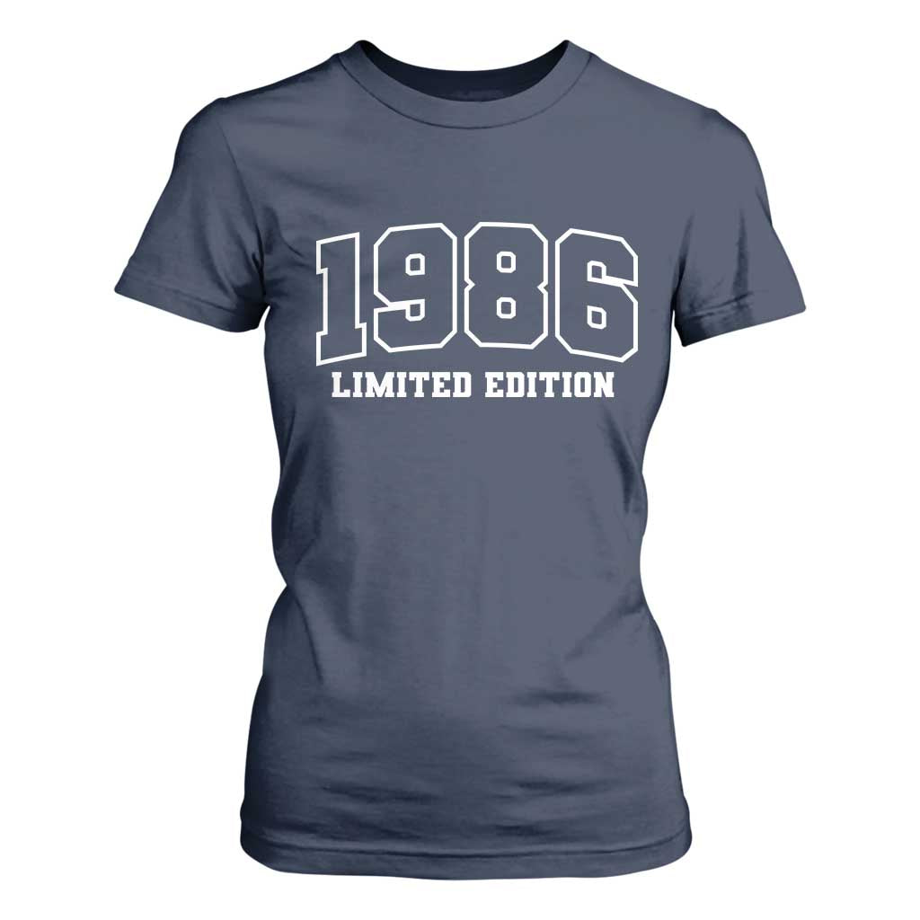 Vintage 1986 Limited Edition T Shirt For Women 50 Year Old Gift Retro Varsity 40th Birthday TS10 Navy Print Your Wear