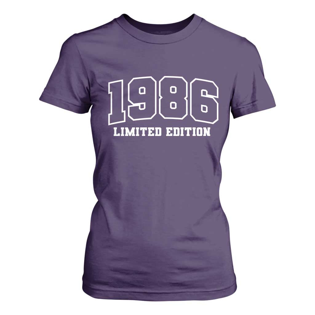 Vintage 1986 Limited Edition T Shirt For Women 50 Year Old Gift Retro Varsity 40th Birthday TS10 Purple Print Your Wear