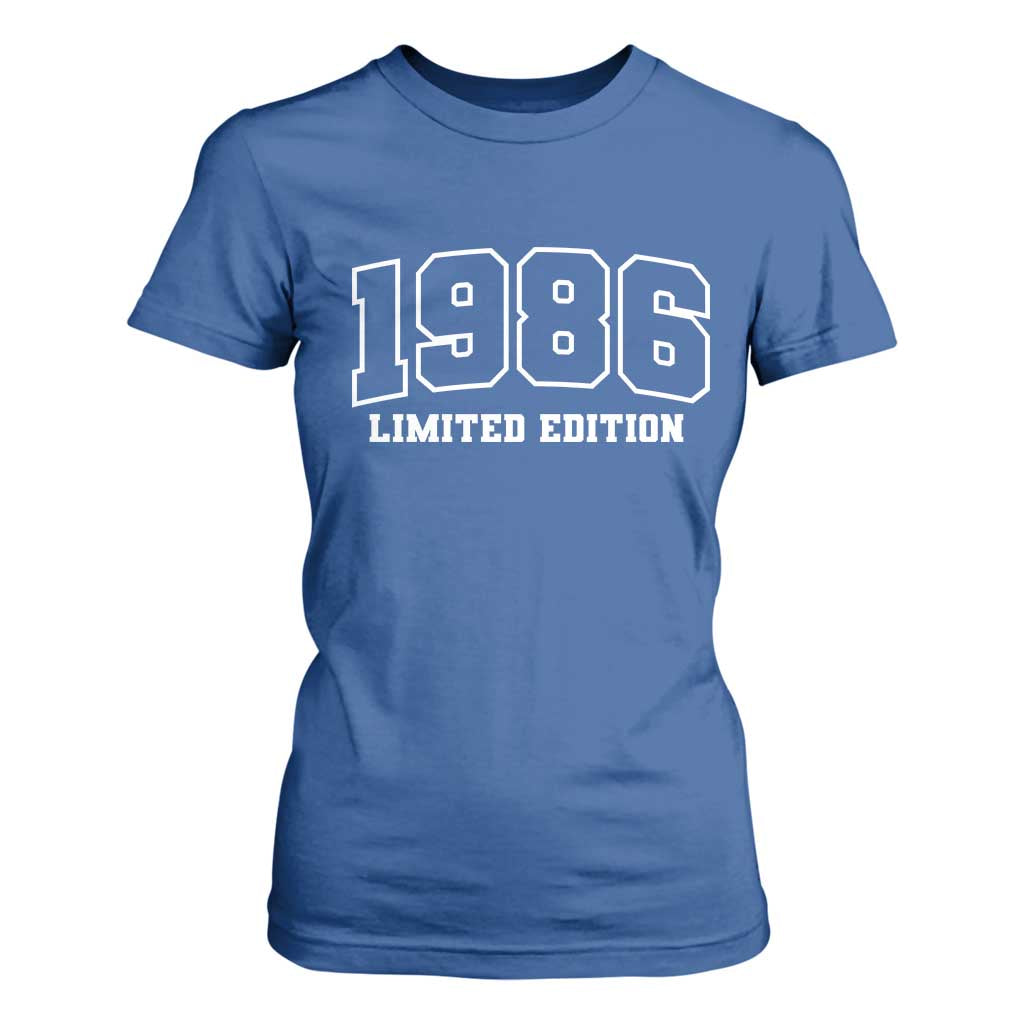 Vintage 1986 Limited Edition T Shirt For Women 50 Year Old Gift Retro Varsity 40th Birthday TS10 Royal Blue Print Your Wear