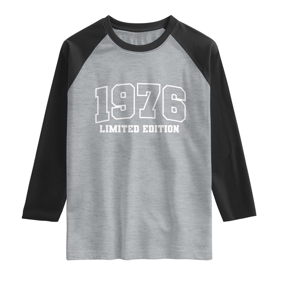 Vintage 1976 Limited Edition Raglan Shirt 50 Year Old Gift Retro Varsity 50th Birthday TS10 Heather Gray Black Print Your Wear