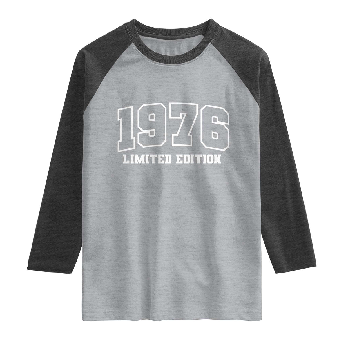 Vintage 1976 Limited Edition Raglan Shirt 50 Year Old Gift Retro Varsity 50th Birthday TS10 Heather Gray Heather Charcoal Print Your Wear