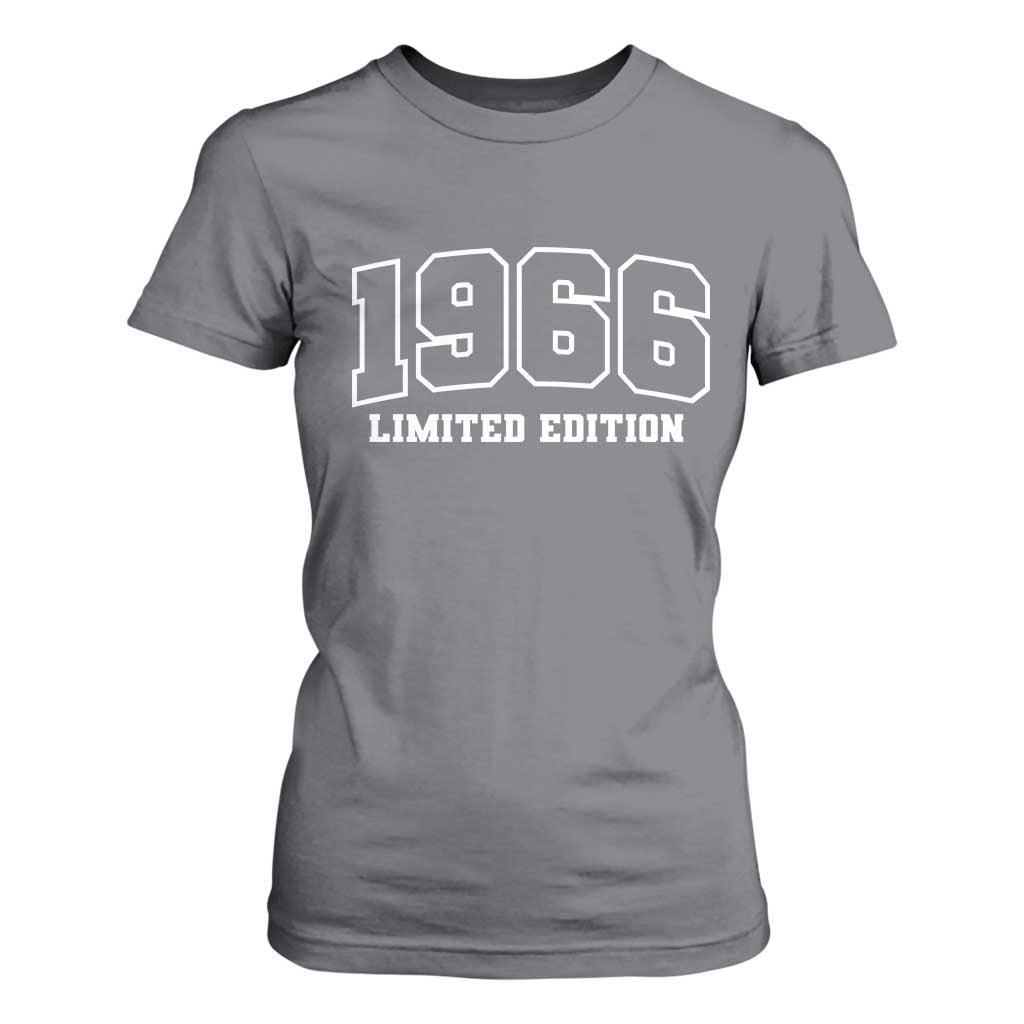 Vintage 1966 Limited Edition T Shirt For Women 60 Year Old Gift Retro Varsity 60th Birthday TS10 Charcoal Print Your Wear
