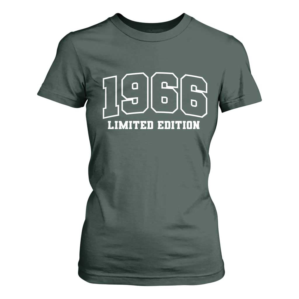 Vintage 1966 Limited Edition T Shirt For Women 60 Year Old Gift Retro Varsity 60th Birthday TS10 Dark Forest Green Print Your Wear