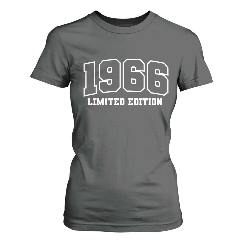 Vintage 1966 Limited Edition T Shirt For Women 60 Year Old Gift Retro Varsity 60th Birthday TS10 Dark Heather Print Your Wear