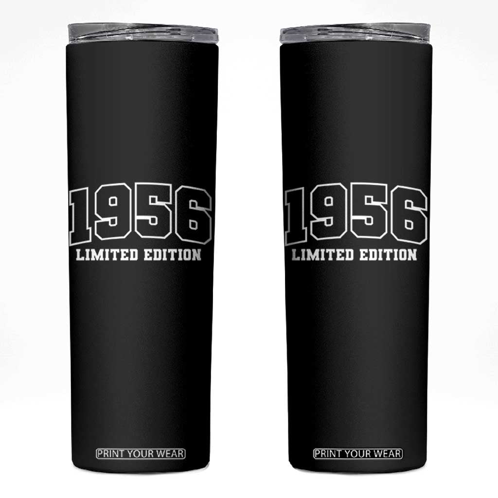 Vintage 1956 Limited Edition Skinny Tumbler 70 Year Old Gift Retro Varsity 70th Birthday TS10 Black Print Your Wear