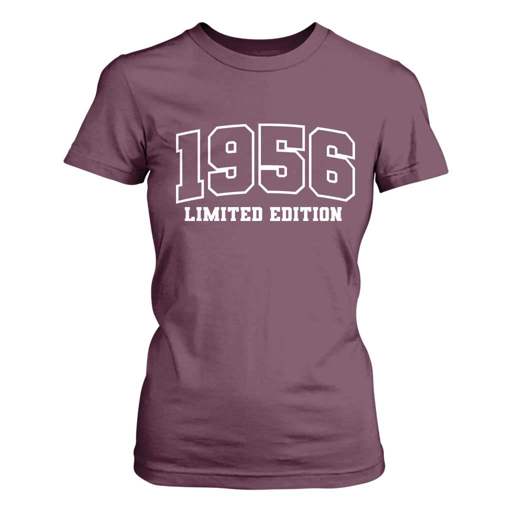Vintage 1956 Limited Edition T Shirt For Women 70 Year Old Gift Retro Varsity 70th Birthday TS10 Maroon Print Your Wear