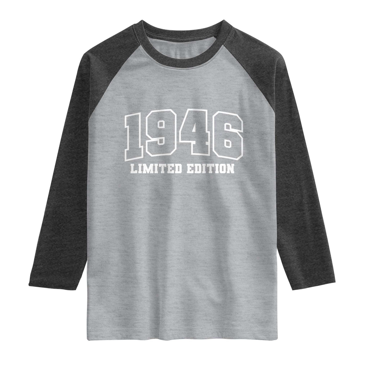 Vintage 1946 Limited Edition Raglan Shirt 80 Year Old Gift Retro Varsity 80th Birthday TS10 Heather Gray Heather Charcoal Print Your Wear