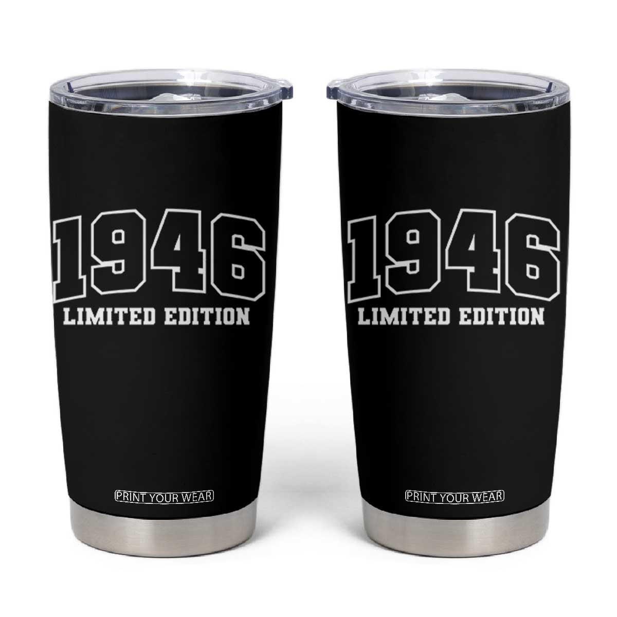 Vintage 1946 Limited Edition Tumbler Cup 80 Year Old Gift Retro Varsity 80th Birthday TS10 Black Print Your Wear