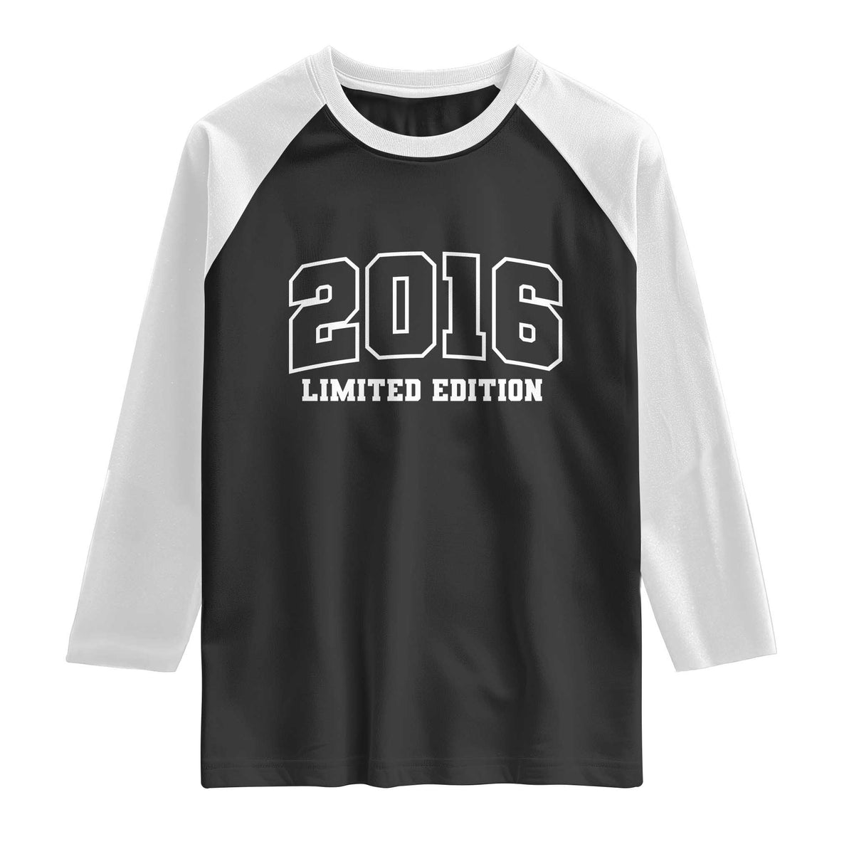 Vintage 2016 Limited Edition Raglan Shirt 10 Year Old Gift Retro Varsity 10th Birthday TS10 Black White Print Your Wear