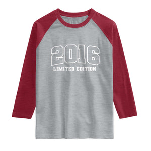 Vintage 2016 Limited Edition Raglan Shirt 10 Year Old Gift Retro Varsity 10th Birthday TS10 Heather Gray Heather Red Print Your Wear