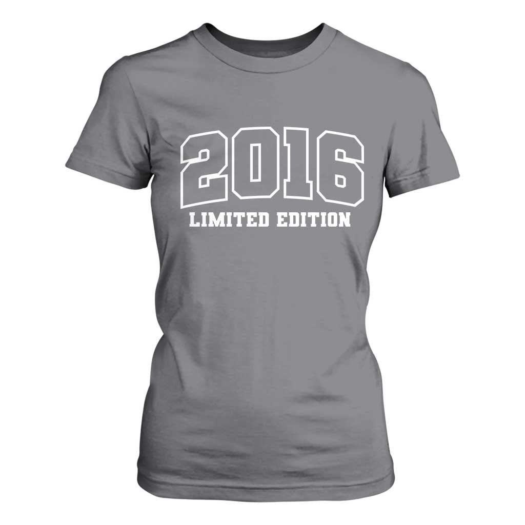 Vintage 2016 Limited Edition T Shirt For Women 10 Year Old Gift Retro Varsity 10th Birthday TS10 Charcoal Print Your Wear