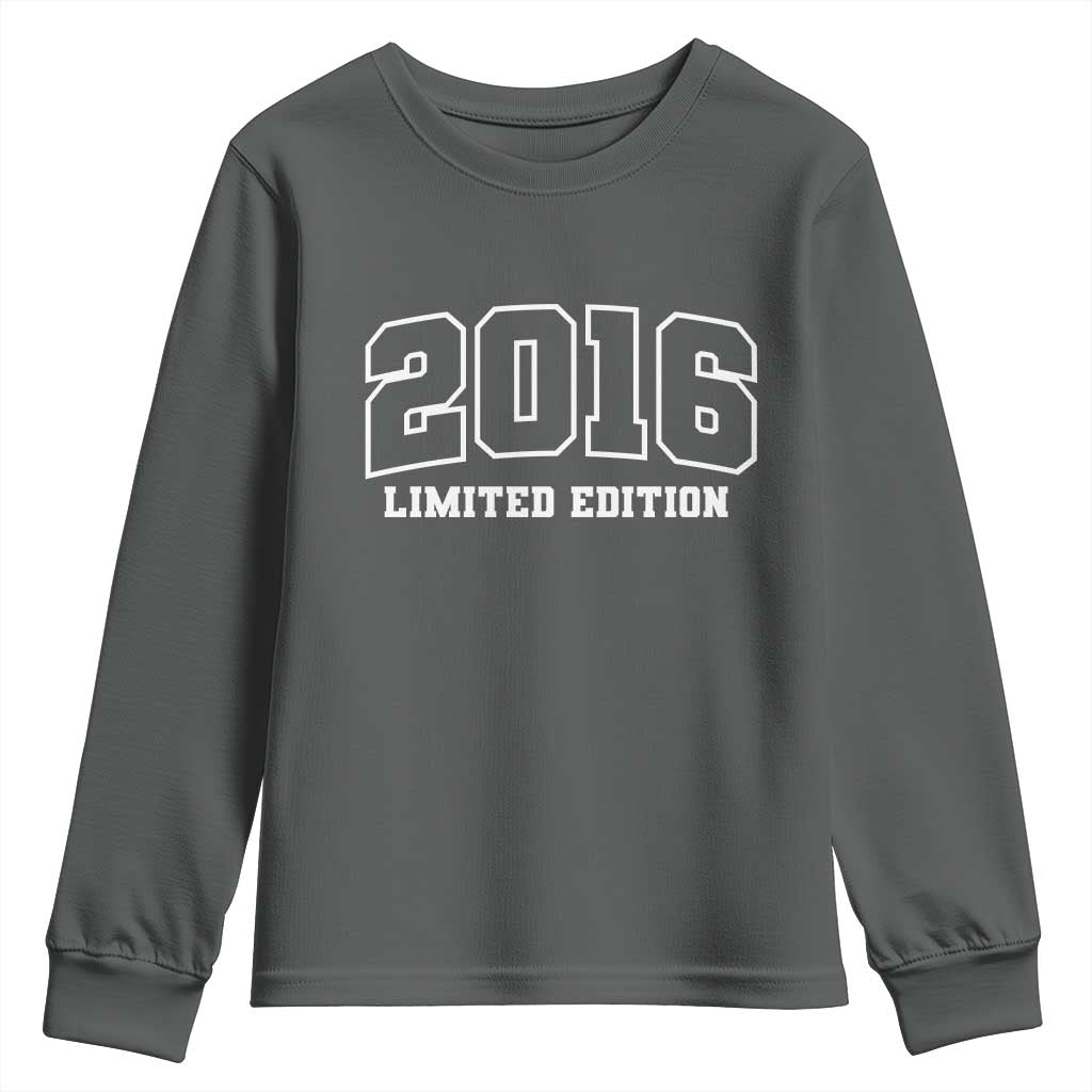 Vintage 2016 Limited Edition Youth Sweatshirt 10 Year Old Gift Retro Varsity 10th Birthday TS10 Dark Heather Print Your Wear