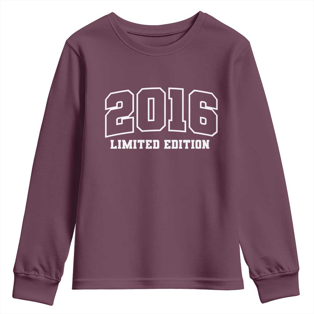 Vintage 2016 Limited Edition Youth Sweatshirt 10 Year Old Gift Retro Varsity 10th Birthday TS10 Maroon Print Your Wear