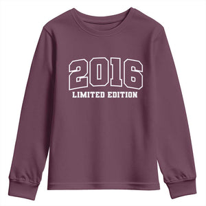 Vintage 2016 Limited Edition Youth Sweatshirt 10 Year Old Gift Retro Varsity 10th Birthday TS10 Maroon Print Your Wear