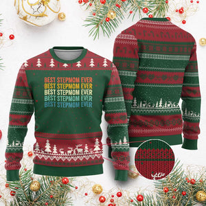 Best Stepmom Ever Ugly Christmas Sweater Funny Retro StepMom Bonus Mom TS10 Red Green Print Your Wear