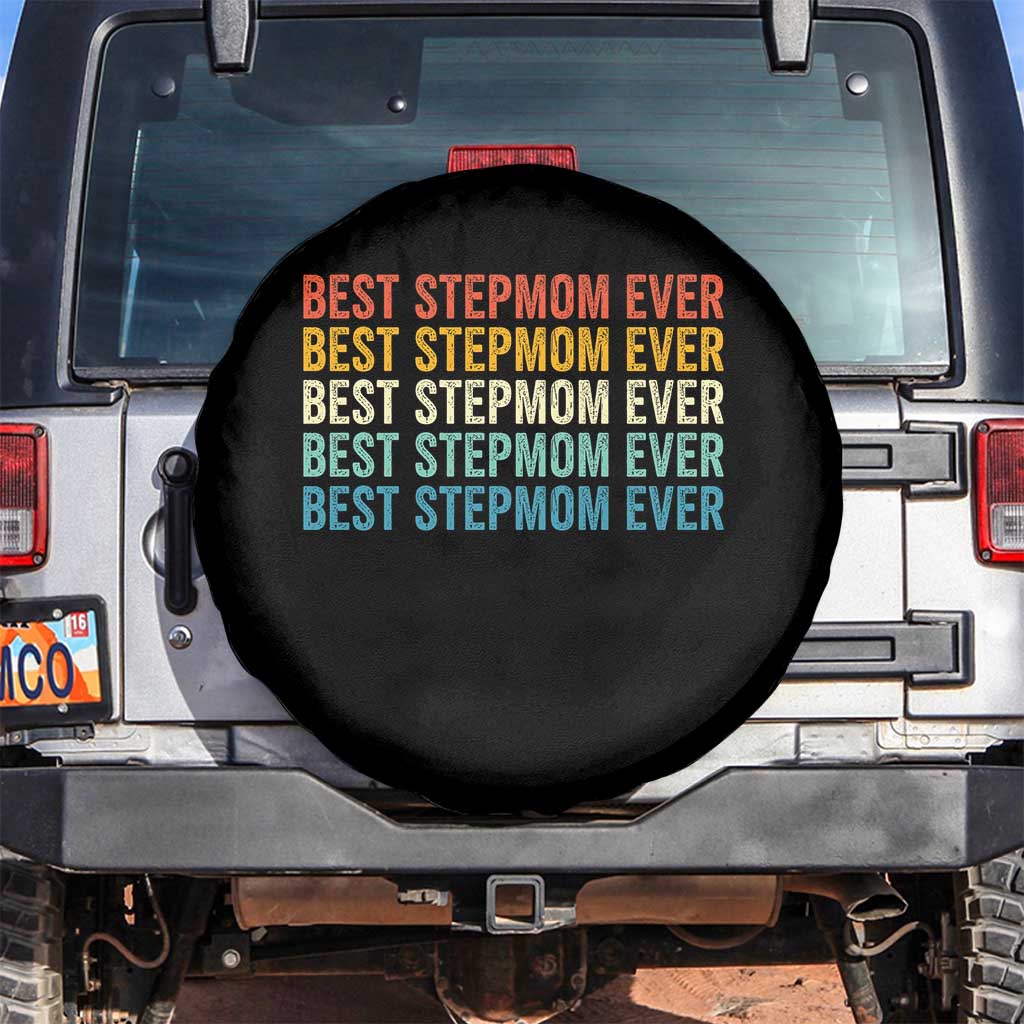 Best Stepmom Ever Spare Tire Cover Funny Retro StepMom Bonus Mom TS10 No hole Black Print Your Wear