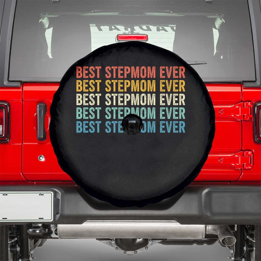 Best Stepmom Ever Spare Tire Cover Funny Retro StepMom Bonus Mom TS10 Black Print Your Wear