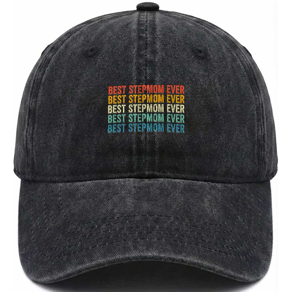 Best Stepmom Ever Washed Cotton Baseball Cap Funny Retro StepMom Bonus Mom TS10 Print Your Wear